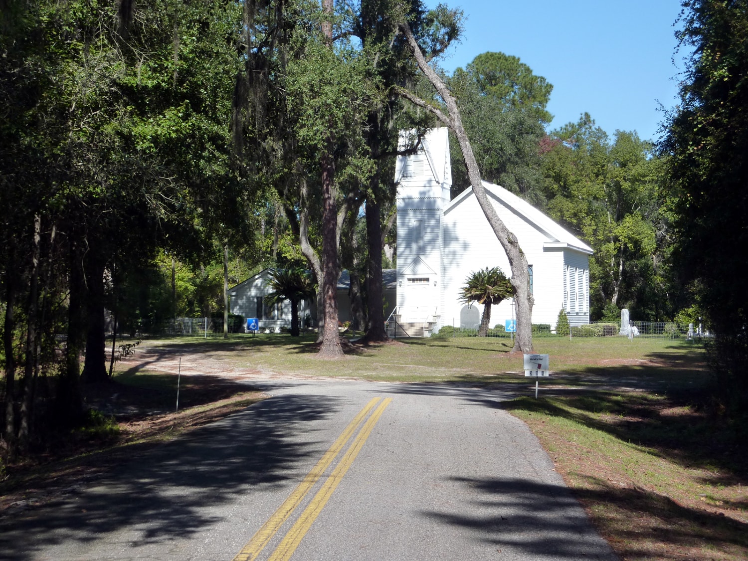 Mikesville Presbyterian Church seen from the road